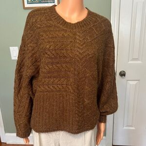 Abercrombie & Fitch Chunky Cable Crewneck Sweater - Brown